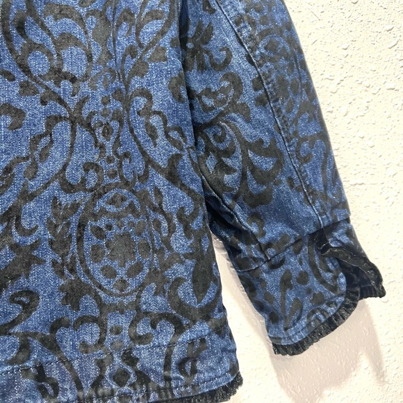 Liz Claiborne Blue and Black Jean Jacket with velvet Design XL - Picture 6 of 9